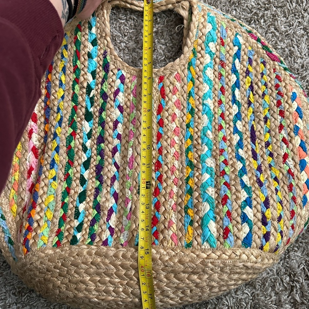 Antik Kraft -Ruhi Tote Multi colored Jute recycled cotton Round Bag - Picture 5 of 6